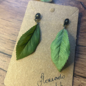 Brinco Par de Folha de Roseira